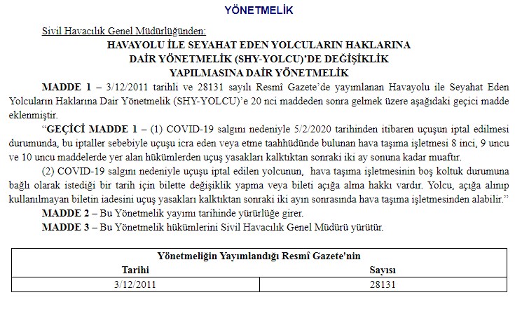 İptal Edilen Uçuşlar ve Uçak Biletlerinin İadesine İlişkin Haklar Belirlendi