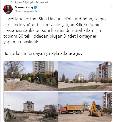 Ankara Büyükşehir Belediyesi Sağlık Personelleri İçin Dinlenme Odaları Yapımına Başladı!