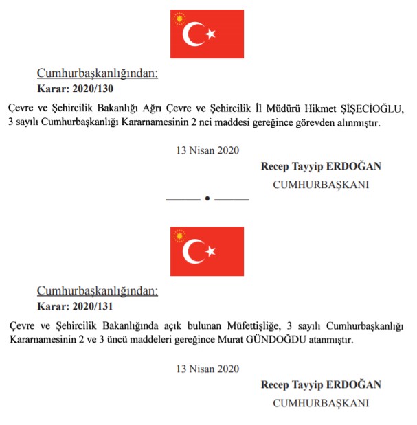 Cumhurbaşkanlığı Atama Kararları Resmi Gazete ile Yayımlandı, Çevre ve Şehircilik Bakanlığı Kadroları Değişti!