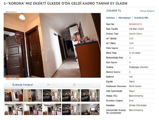 Korana Virüs Salgını Emlakçılar Tarafından Verilen İlanları Değiştirdi! Satılık ve Kiralık Daire İlanları İçin Corana İndirimi Başladı