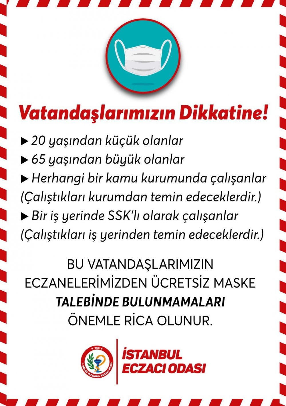 Ücretsiz Maske Dağıtımı İçin Yeni Kısıtlama Kararı Açıklandı! Kimler Eczaneden Maske Alabilir?