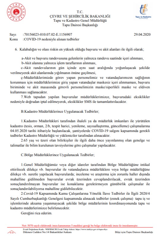 TKGM Yeni Genelge Yayımladı: Covid 19 Nedeniyle Tapu İşlemlerine Yeni Sınırlamalar Geldi!