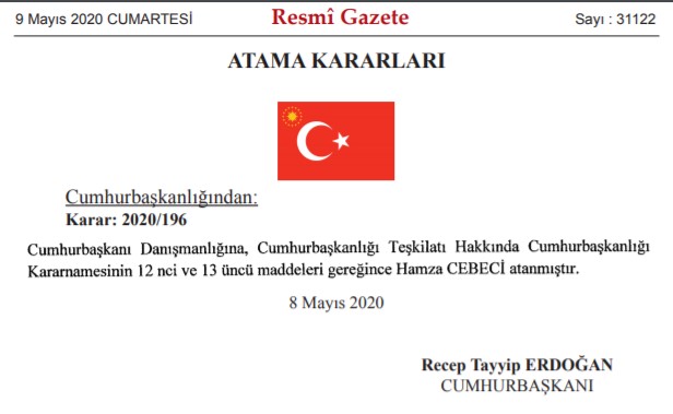 Resmi Gazete İle Cumhurbaşkanı Danışmanı Olarak Atanan Hamza Cebeci Kimdir, Nerelidir, Cumhurbaşkanı Danışmanları Kimler?