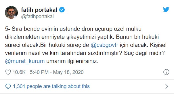 Fatih Portakal Evinin Üzerinde Drone Uçurarak Görüntü Alanlar İle Çevre ve Şehircilik Bakanlığı'ndan Şikayetçi Oldu!