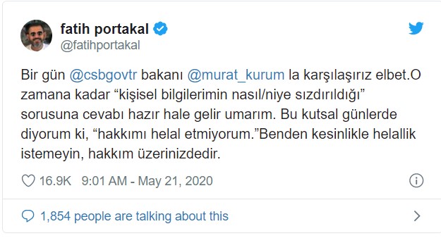 Fatih Portakal Çevre ve Şehircilik Bakanı Murat Kurum'a Seslendi: Hakkımı Helal Etmiyorum!