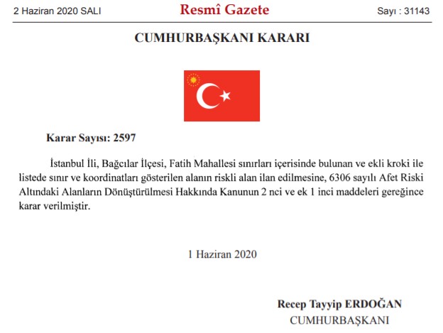 Cumhurbaşkanı Erdoğan İmzaladı, Fatih Mahallesi Kentsel Dönüşüm Projesi İçin Riskli Alan Kararı Resmi Gazete İle Yayımlandı!