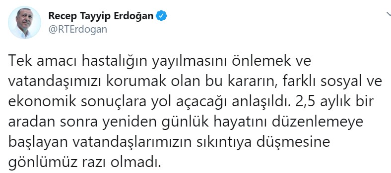 Son Dakika! Cumhurbaşkanı Erdoğan 15 İlde Sokağa Çıkma Yasağı Kısıtlamasını İptal Etti!