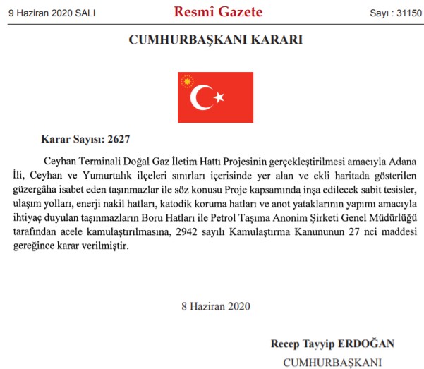 Çevre ve Şehircilik Bakanlığı, BOTAŞ, EPDK ve KGM Acele Kamulaştırma Kararları Resmi Gazete ile Yayımlandı!