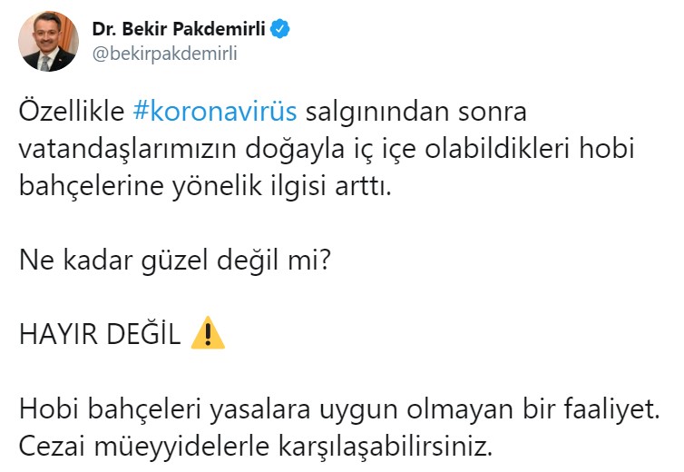 Hobi Bahçesi Almak İsteyenlere Bakandan Çok Sert Uyarı: Yasal Olmadığı İçin Hepsi Yıkılabilir!