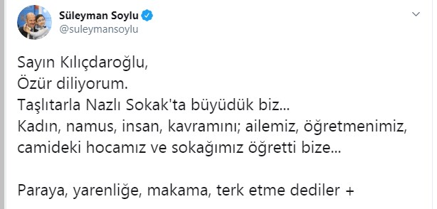 Süleyman Soylu'dan Kemal Kılıçdaoğlu'na Yanıt Geldi! Özür Diliyorum
