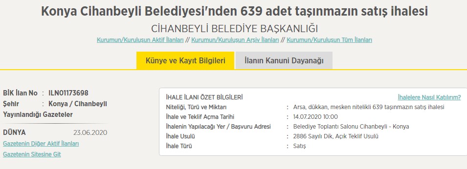 Belediye Başkanlığı 639 Arsa Dükkan Mesken Nitelikli Taşınmaz Satışı için Resmi İlana Çıktı