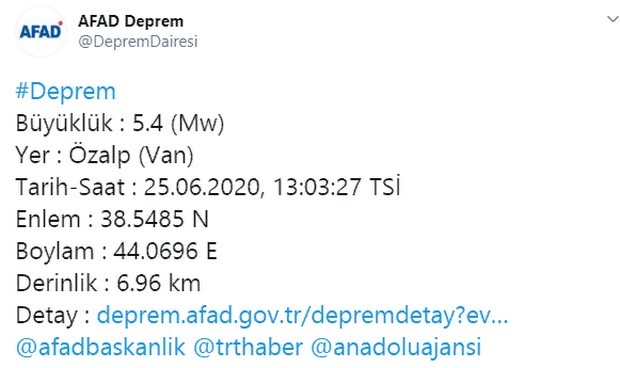 Türkiye'de Depremler Devam Ediyor! AFAD Ve Kandilli Rasathanesi Van'da Deprem Olduğunu Duyurdu