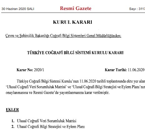 ÇŞB Ulusal Coğrafi Veri Sorumluluk Matrisi ve Bilgi Stratejisi Eylem Planı Onaylandı!