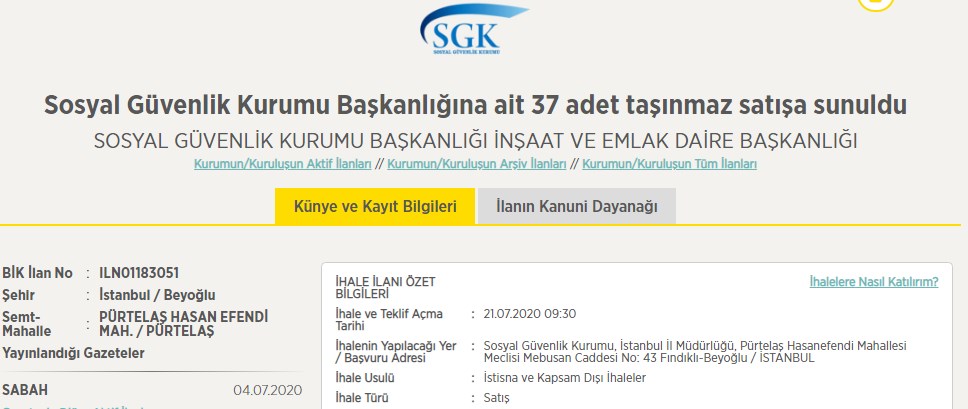 SGK'dan İstanbul Kadıköy ve Esenyurt'ta Satılık Daireler