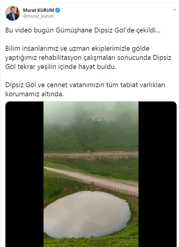 Çevre ve Şehircilik Bakanı Murat Kurum'dan Sevindiren Dipsiz Göl Paylaşımı Geldi!