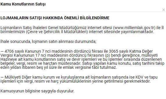 Kamu Lojman Satışları 2020 Hakkında Milli Emlak Son Dakika Açıklaması İle Önemli Bilgilendirme Duyurusunda Bulundu!