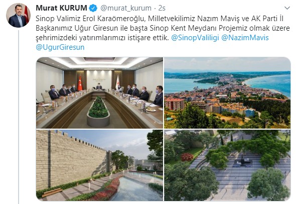 Çevre Ve Şehircilik Bakanı  Murat Kurum'dan Sinop Kent Meydanı Projesi Açıklaması