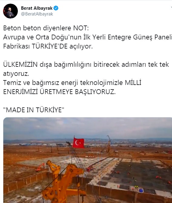 Bakan Berat Albayrak'tan Beton Ekonomisi Eleştirilerine Sert Yanıt! İlk Yerli Güneş Paneli Fabrikası Açıldı