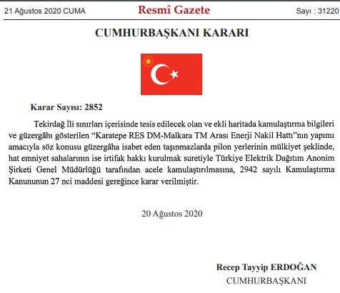 İstanbul, Tekirdağ, Bilecik, Afyon ve Uşak İllerinde Acele Kamulaştırma Kararları Resmi Gazete İle Yayımlandı