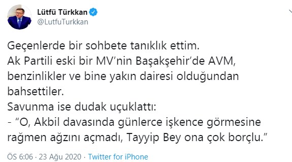 İYİ Partili Türkkan AK Parti'li Eski Bir Milletvekilinin Bine Yakın Dairesi, Alışveriş Merkezi ve Benzinlikleri Olduğunu İddia Etti!