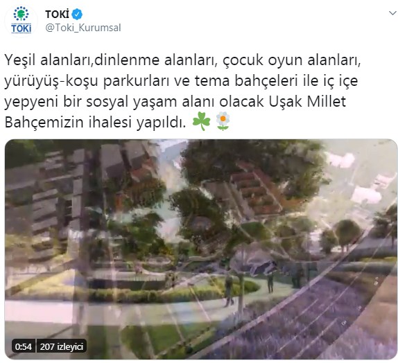 Uşak Millet Bahçesi İhalesi TOKİ Tarafından Yapıldı!