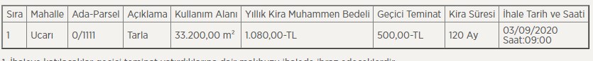 Belediyeden 33 Bin 200 Metrekarelik Tarlanın Kiralanması için İhale Duyurusu