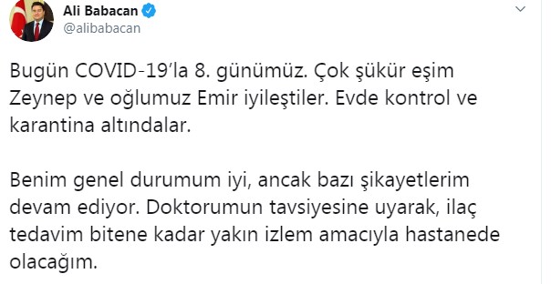 Koronavirüse Yakalanan Ali Babacan Hastaneye Kaldırıldı