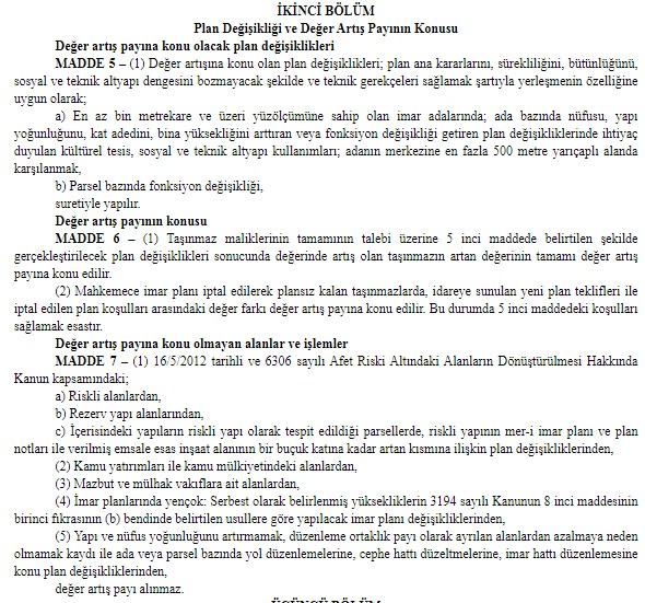 İmar Planı Değişikliği İle Meydana Gelecek Değer Artış Payı Hakkında Yönetmelik Rant Vergisi Resmi Gazete İle Yayımlandı!