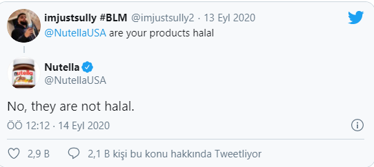 Çikolata Markası Nutella'dan Sosyal Medyada Resmi Hesaptan Skandal Yanıt: "Helal Değiliz!"