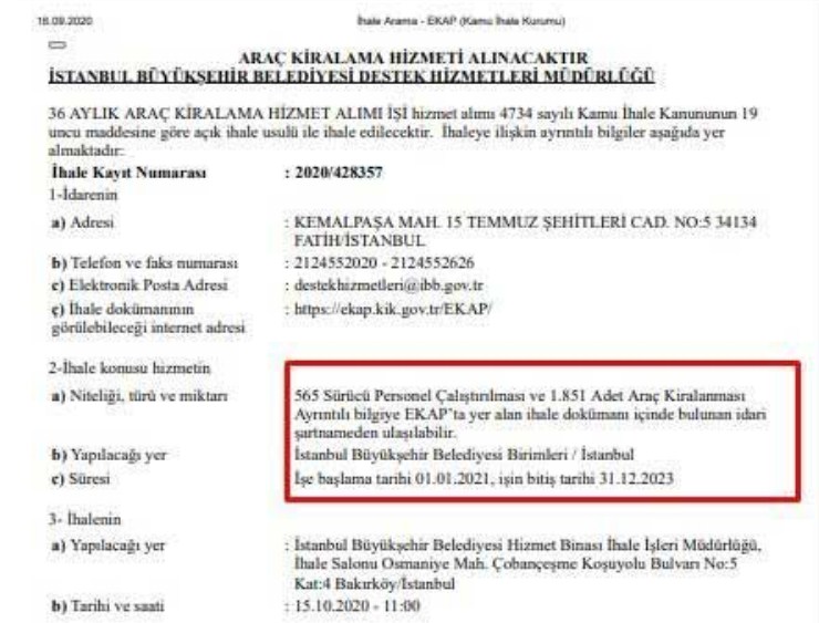 Ekrem İmamoğlu Onayladı: İstanbul Büyükşehir Belediyesi 1851 Araç Kiralaması İşi İçin Yeni İhale İlanı Yayımladı!