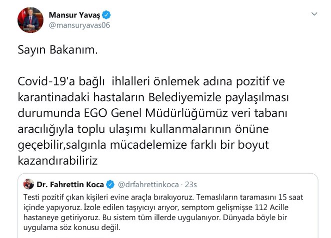 Mansur Yavaş'tan Toplu Taşımayla İlgili Koronavirüs Önlem Önerisi