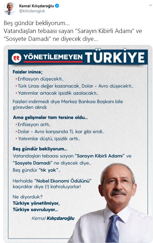 Kılıçdaroğlu'ndan YEP Eleştirisi: Sosyete Damadı Hani Faiz İnince Enflasyon, Dolar Düşecekti?