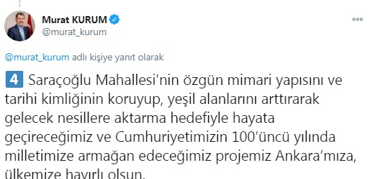 Bakan Kurum'dan Ankara Saraçoğlu Mahallesi Kentsel Dönüşüm Projesi Açıklaması Geldi!