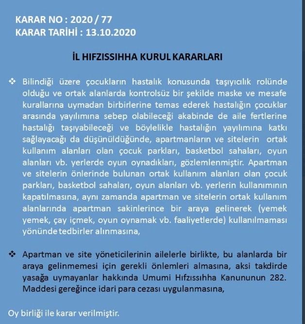 Son Dakika: Korona Virüs Vaka Sayısı Patlayan İlde Apartman ve Site Bahçelerinde Bir Araya Gelinmesi Yasaklandı!