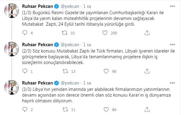 Ticaret Bakanı Ruhsar Pekcan Duyurdu! Libya'da Yarım Kalan İnşaatlar Tamamlanacak