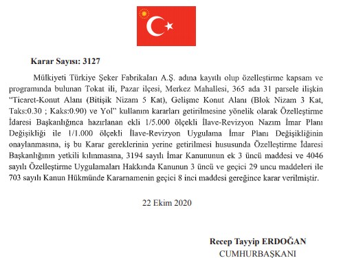 Özelleştirme Kararları Resmi Gazetede! Gebze Dilovası Doğalgaz Kombine Çevrim Santrali, Türkiye Şeker Fabrikaları, Ahiköy HES Özelleştirilecek