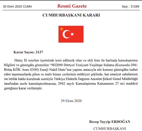 Cumhurbaşkanı Erdoğan Tarafından İmzalanan Enerji Projeleri İçin Acele Kamulaştırma Kararları Resmi Gazete İle Yayımlandı!