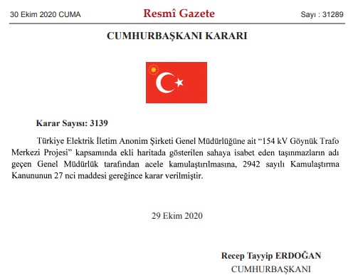 Cumhurbaşkanı Erdoğan Tarafından İmzalanan Enerji Projeleri İçin Acele Kamulaştırma Kararları Resmi Gazete İle Yayımlandı!