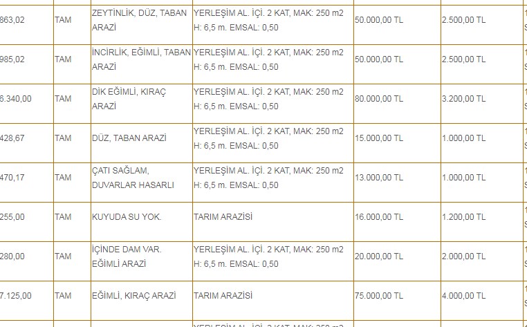 İzmir Kiraz Belediye Başkanlığı'ndan Zeytinlik, İncirlik ve Tarla Satış İlanı