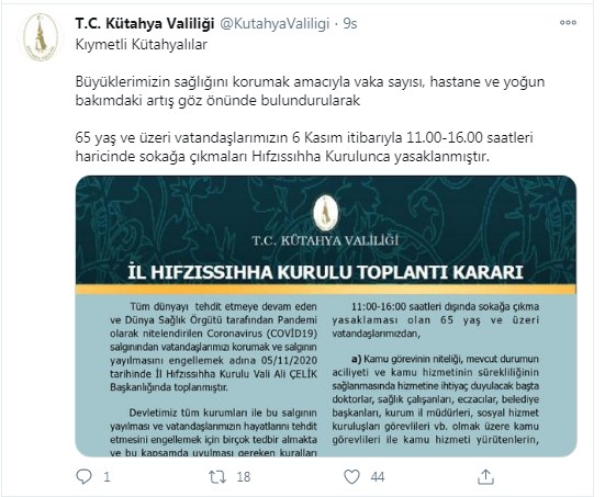 Koronavirüs Günlük Vaka Sayısı Rekor Kırdı, 65 Yaş Üstü Yasakları Başladı! İşte 65 Yaş Üstüne Sokağa Çıkma Yasağı Kısıtlaması Uygulanan İller Listesi