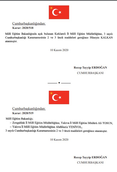 Cumhurbaşkanı Erdoğan'dan 7 Bakanlık İçin Yeni Atama Kararları! Cumhurbaşkanlığı Atama Kararnamesi Resmi Gazete'de Yayımlandı!
