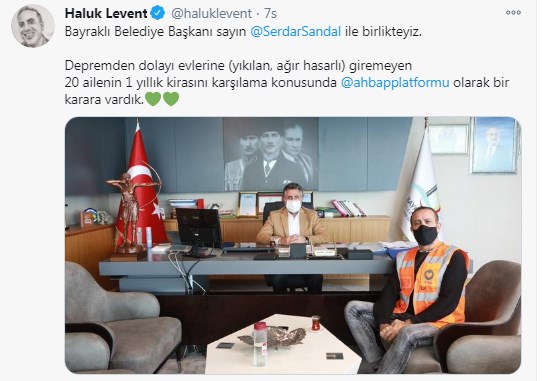 Haluk Levent'ten Depremzede 20 Aileye 1 Yıllık Kira Yardımı