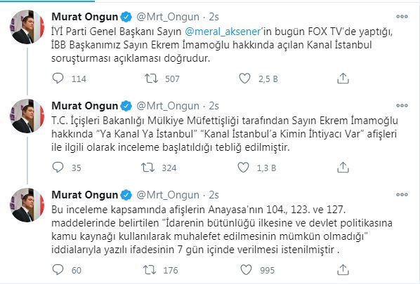 Son Dakika: Kanal İstanbul Projesi Açıklamaları Nedeni İle İBB Belediye Başkanı Ekrem İmamoğlu'na Bölücülük Soruşturması Açıldı!