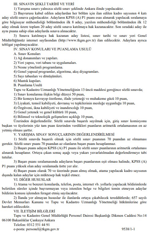 Tapu ve Kadastro Genel Müdürlüğü TKGM Personel Alım İlanı Resmi Gazete'de Yayımlandı! Uzman Yardımcısı Sınav İlanı 2020