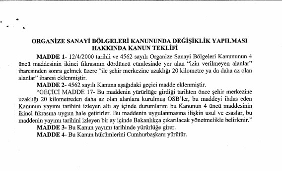 Kanun Teklifi Mecliste: OSB'ler Şehir Dışına Taşınacak Mı?