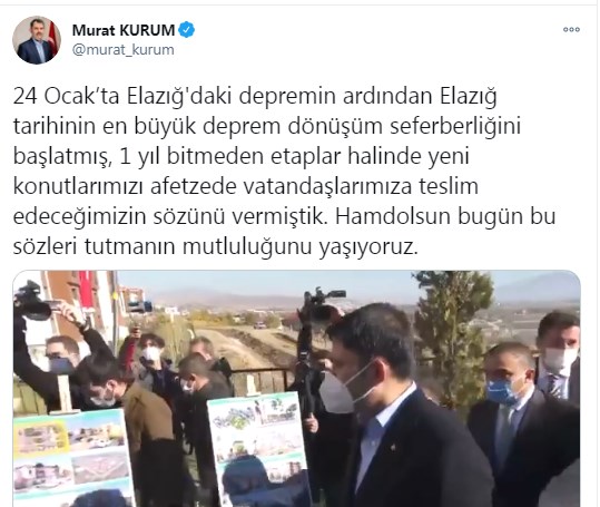 Çevre Bakanı Kurum'dan Kentsel Dönüşüm Deprem Konutları Açıklaması