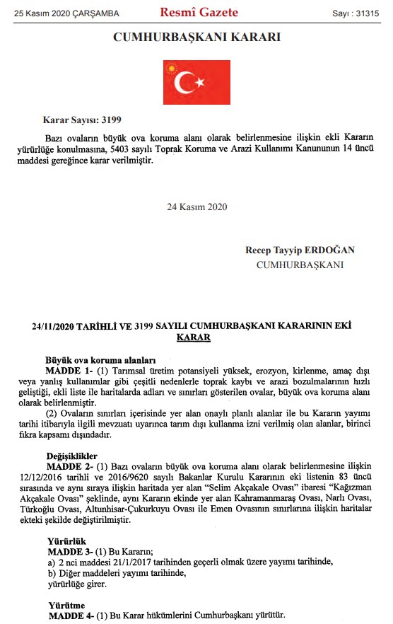 8 Şehirde 25 Ova İçin Büyük Ova Koruma Alanı Kararı Resmi Gazete İle Yayımlandı!