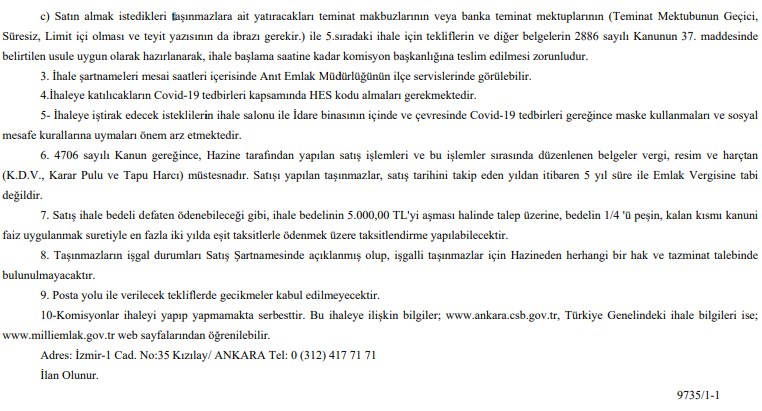 Ankara Çevre ve Şehircilik İl Müdürlüğü Başkent Milli Emlak Dairesi Başkanlığı Satılık Arsa  İlanı Yayımladı!