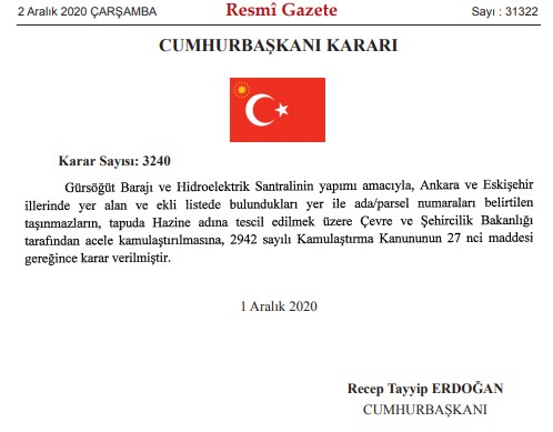 Ankara, Eksişehir, Manisa ve Zonguldak İçin Acele Kamulaştırma Kararı Resmi Gazete İle Yayımlandı!