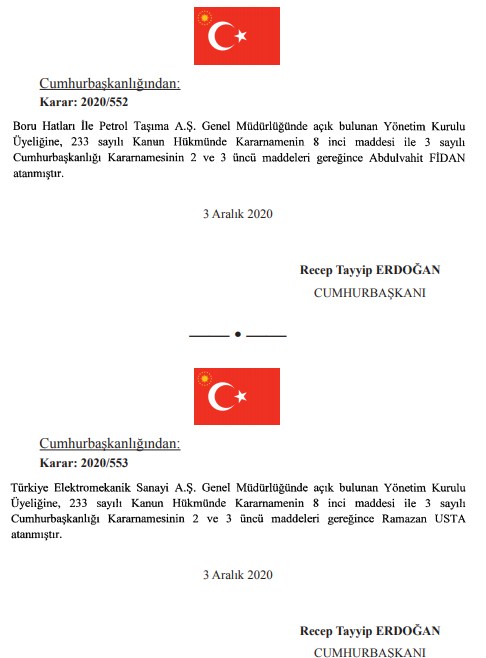 Cumhurbaşkanlığı Atama Kararnamesi Resmi Gazete'de Yayımlandı: Cumhurbaşkanı Erdoğan'dan 4 Bakanlık İçin Yeni Atama Kararları!